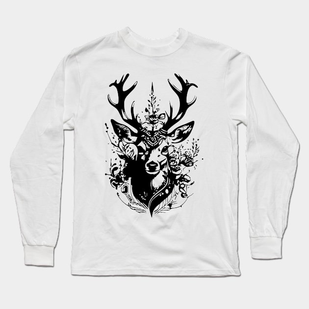 Ornamental Deer Long Sleeve T-Shirt by lkn